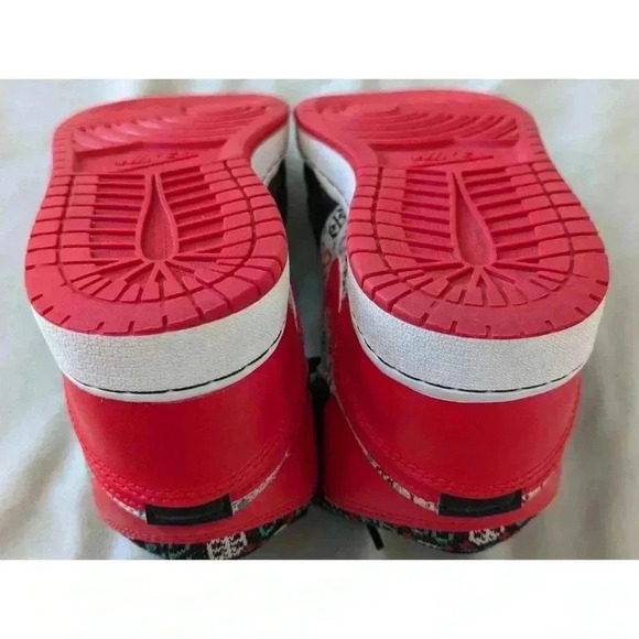 Nike Air Jordan 1 Mid SE GS Sz 4Y Ugly Sweater Red Black Christmas DM1208-150 - Picture 9 of 16